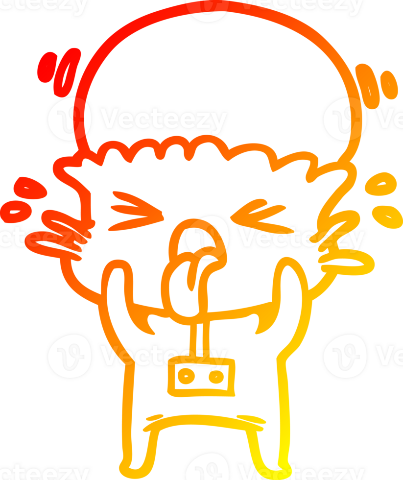 warm gradient line drawing of a weird cartoon alien png