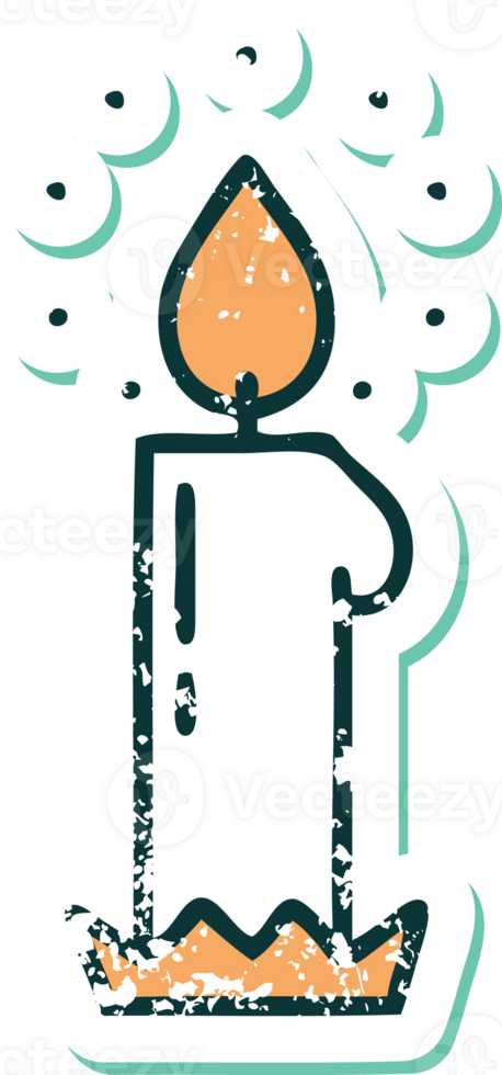 iconic distressed sticker tattoo style image of a candle png