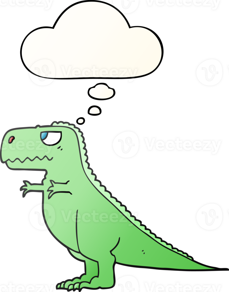 cartoon dinosaur with thought bubble in smooth gradient style png