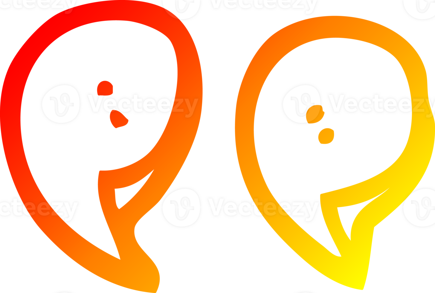 warm gradient line drawing of a cartoon quotation marks png