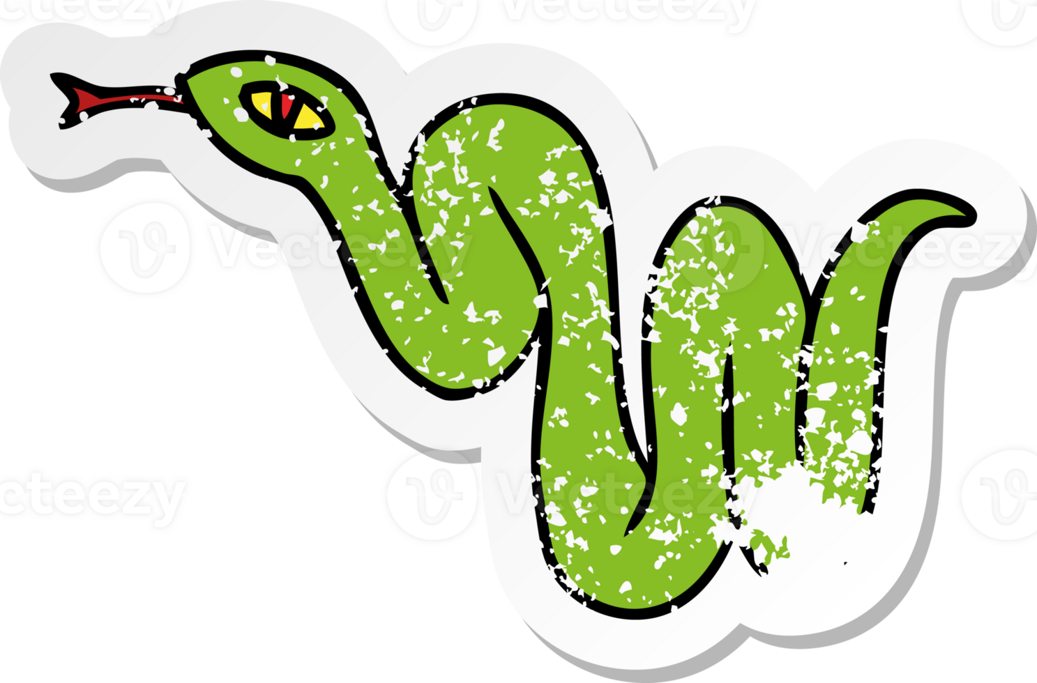 hand drawn distressed sticker cartoon doodle of a garden snake png