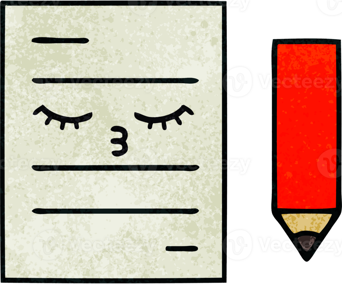retro grunge texture cartoon of a test paper png