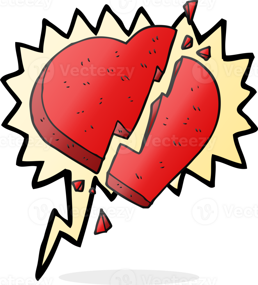 hand drawn speech bubble cartoon broken heart symbol png