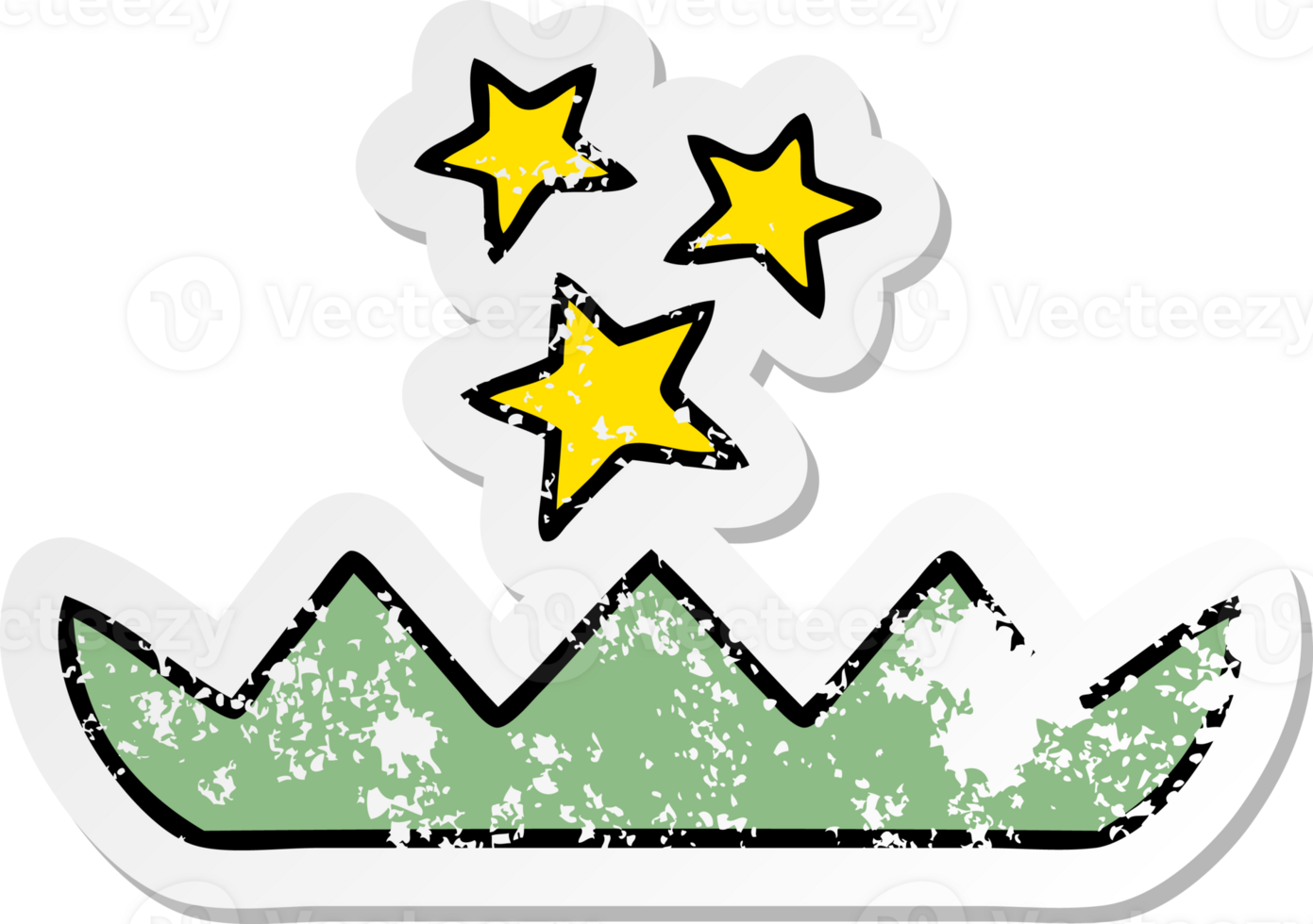 distressed sticker of a cute cartoon magic lotus flower png