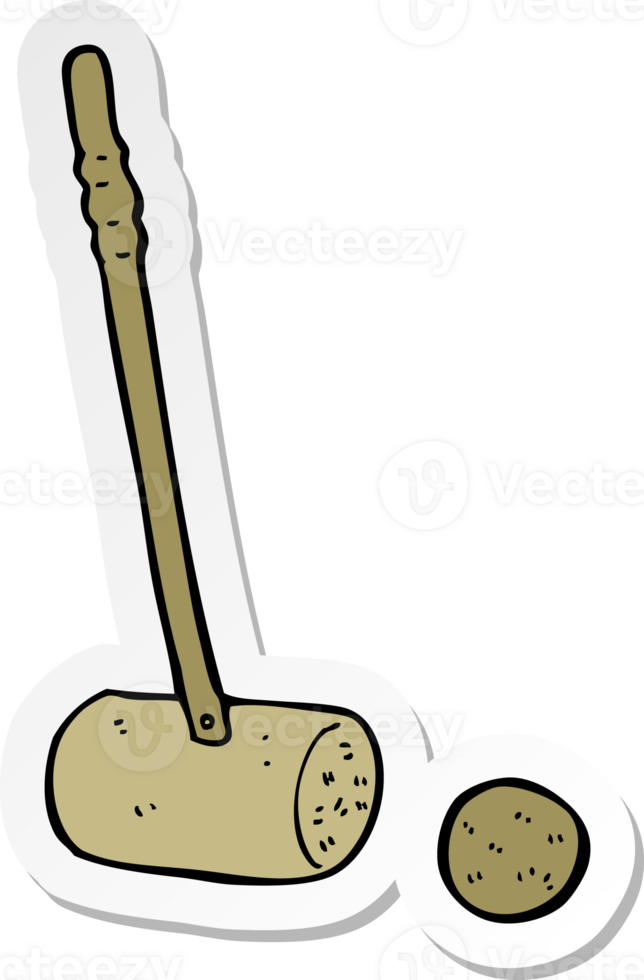 sticker of a cartoon croquet mallet and ball png