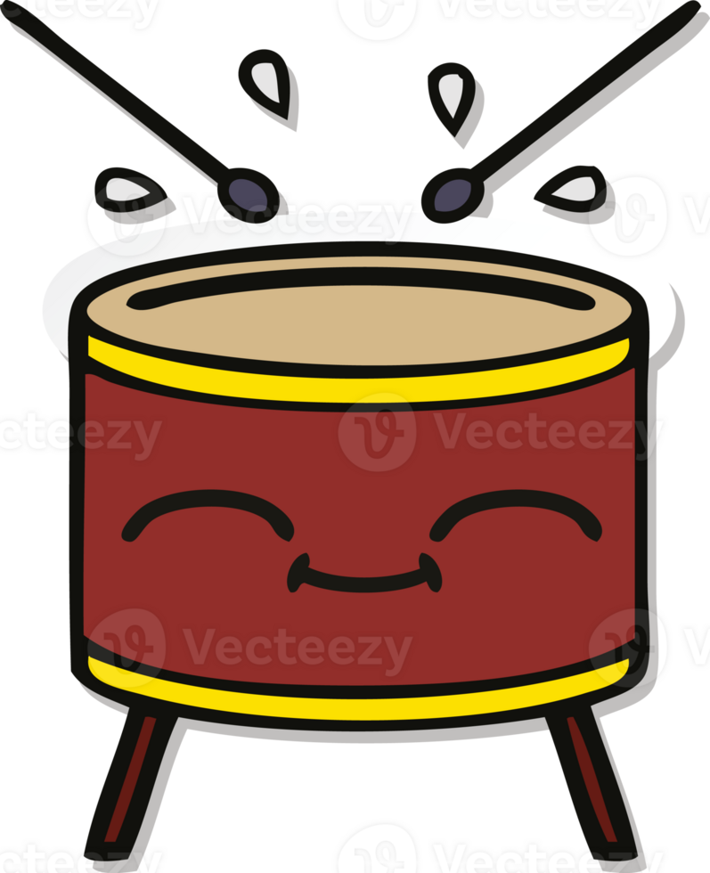 sticker of a cute cartoon drum png