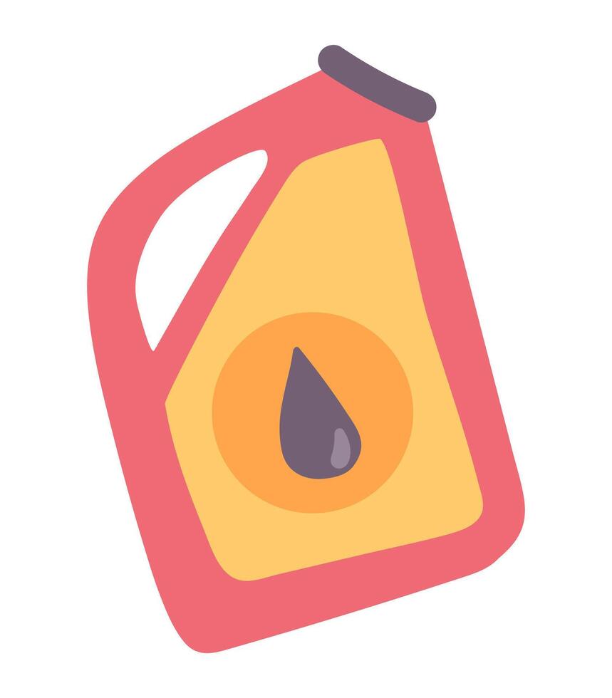 Oil canister in flat design. Gasoline plastic container with handle. illustration isolated. vector