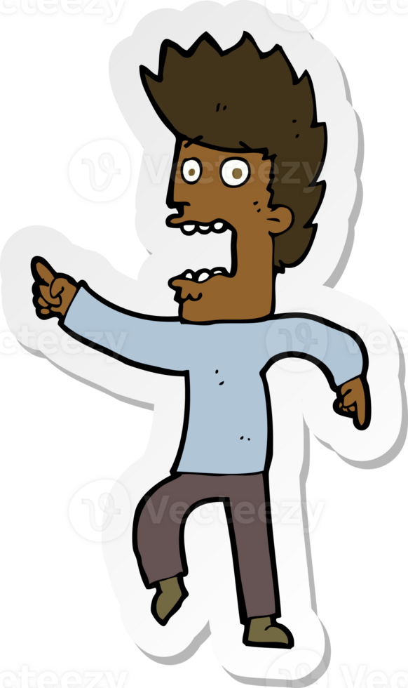 sticker of a cartoon terrified man png