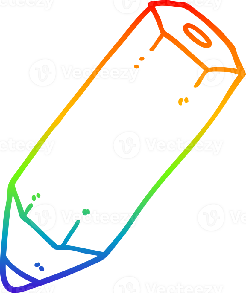 rainbow gradient line drawing of a cartoon pencil png