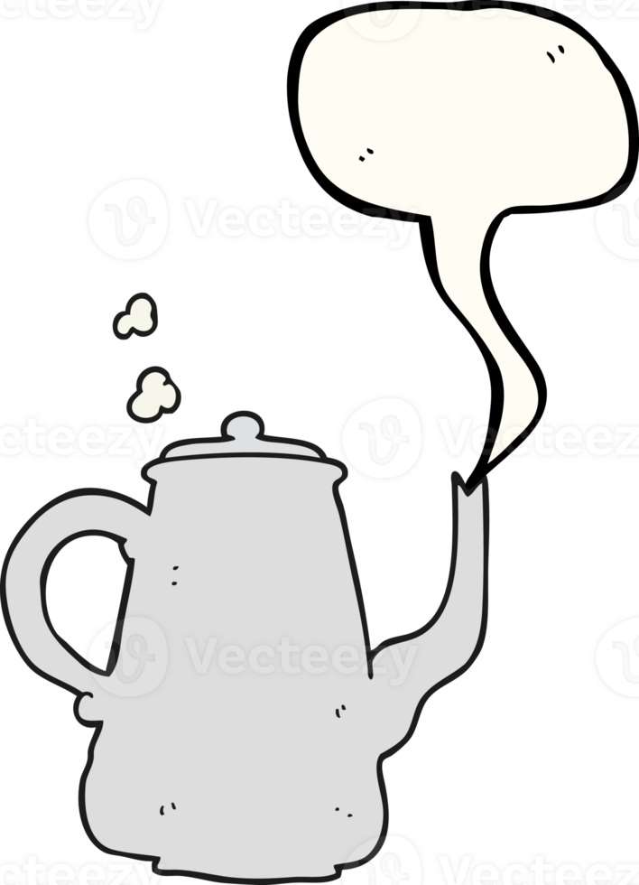hand drawn speech bubble cartoon steaming  coffee pot png
