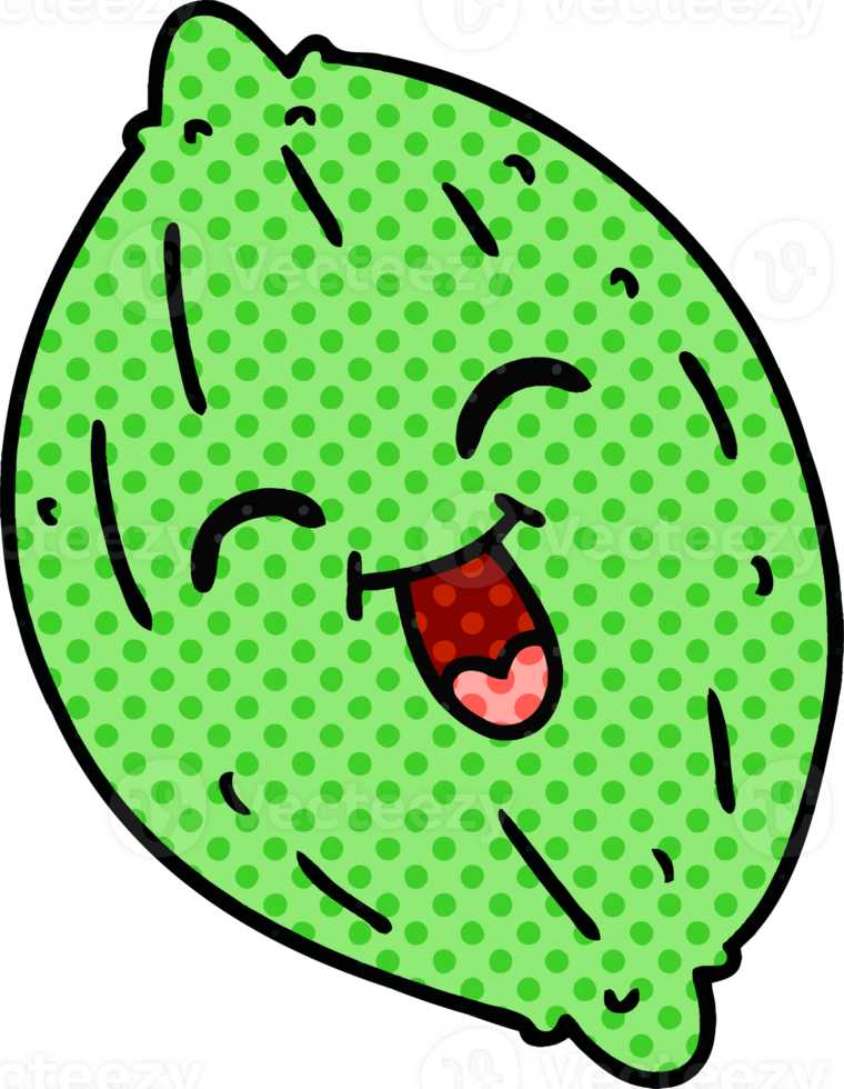 hand drawn cartoon of a happy lemon png