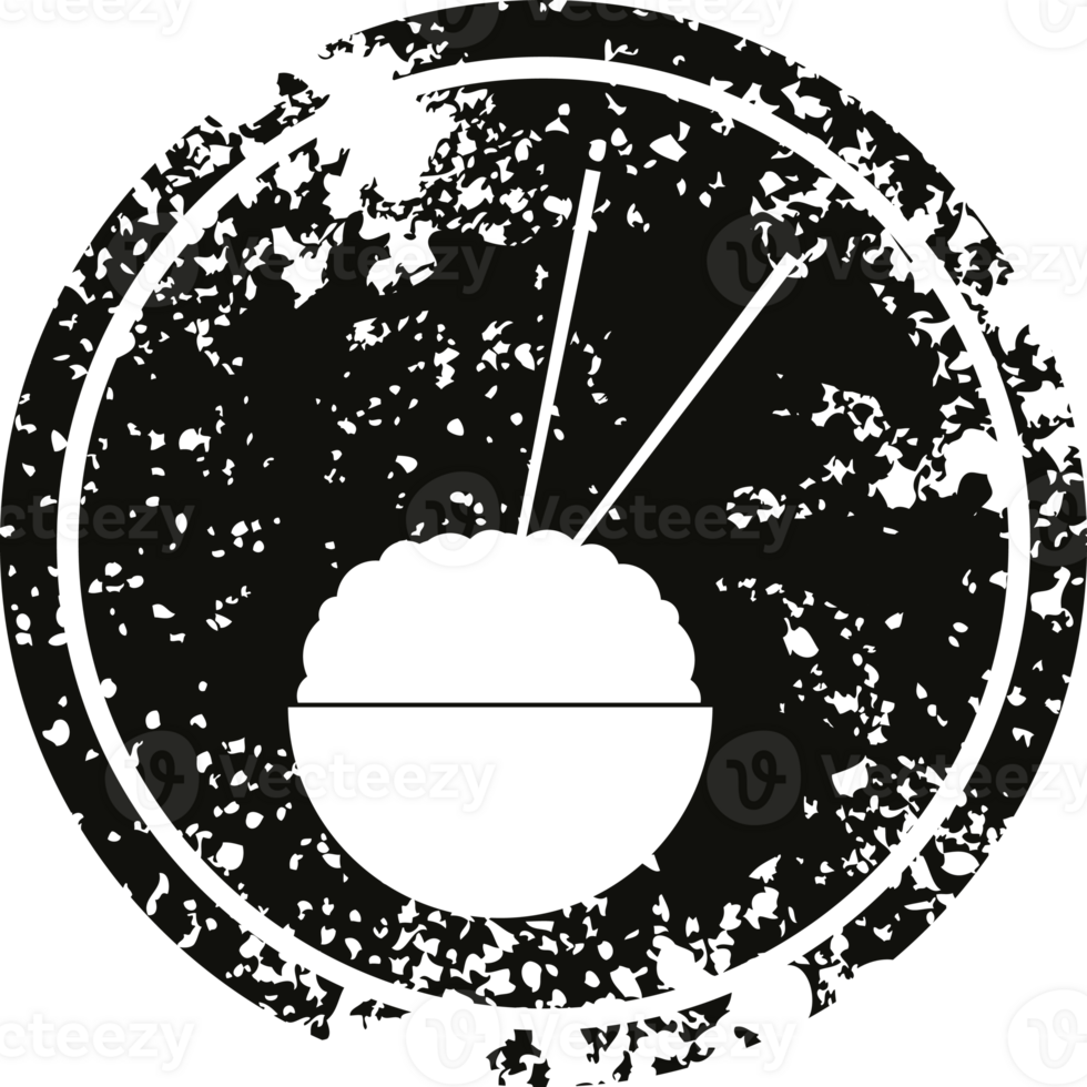 Rice bowl circular distressed symbol vector illustration png