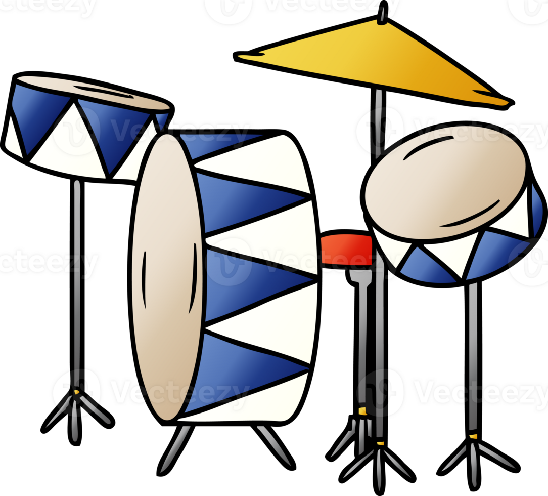 hand drawn gradient cartoon doodle of a drum kit png