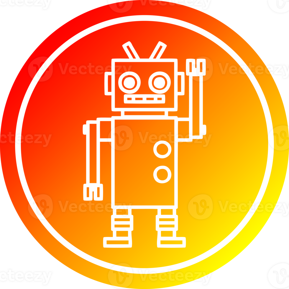 dancing robot circular icon with warm gradient finish png