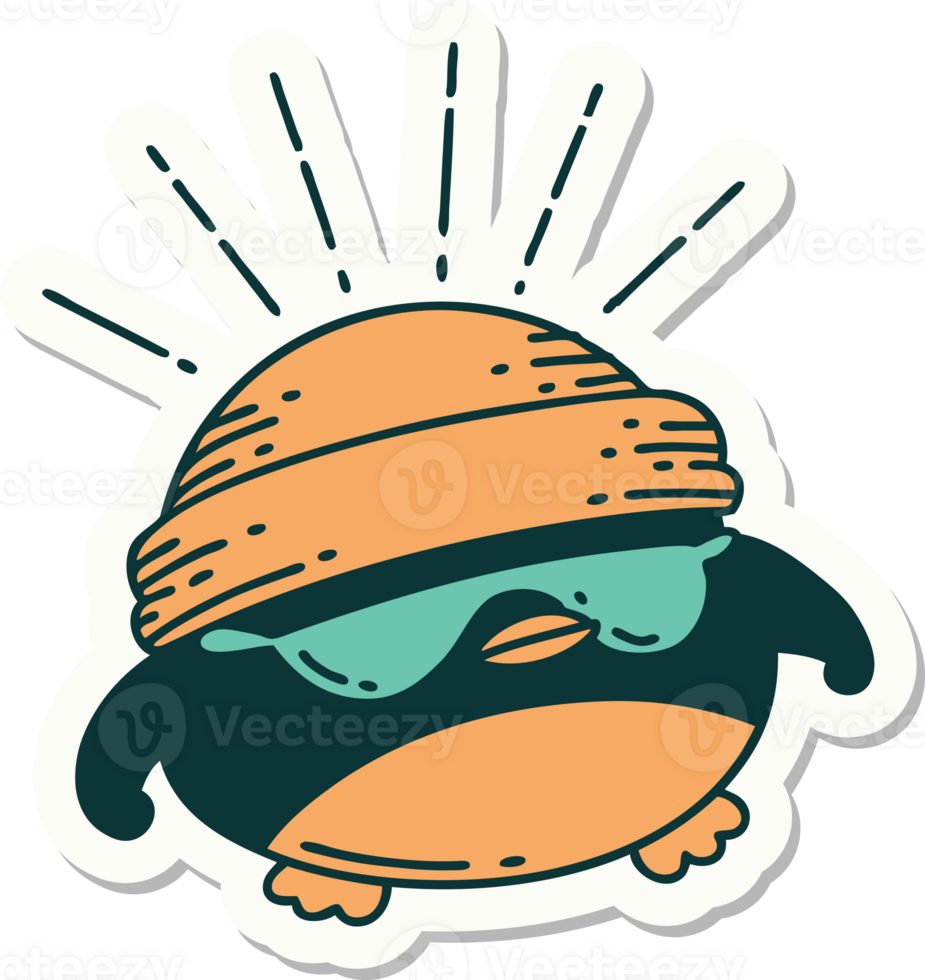 sticker of a tattoo style cool robin png