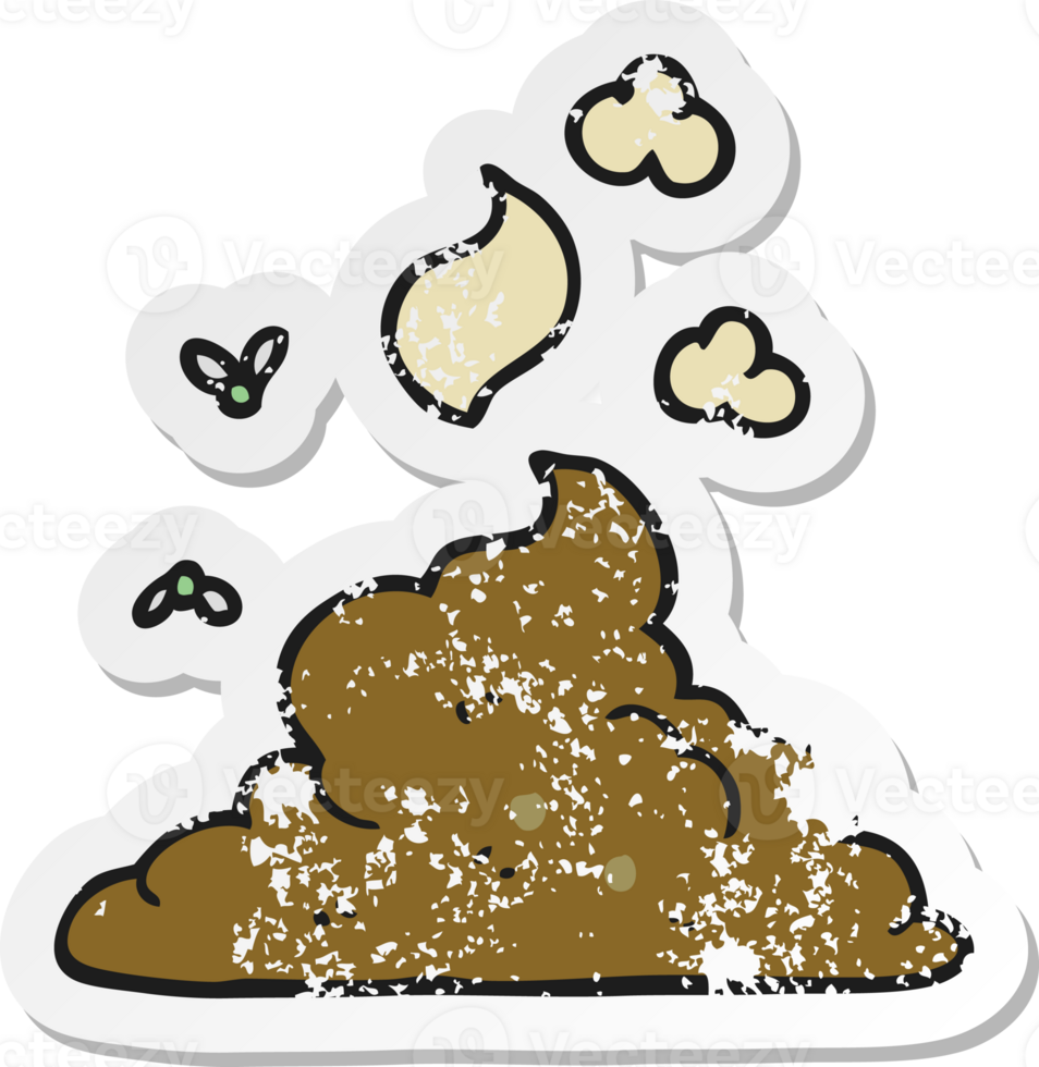 retro distressed sticker of a cartoon steaming pile of poop png