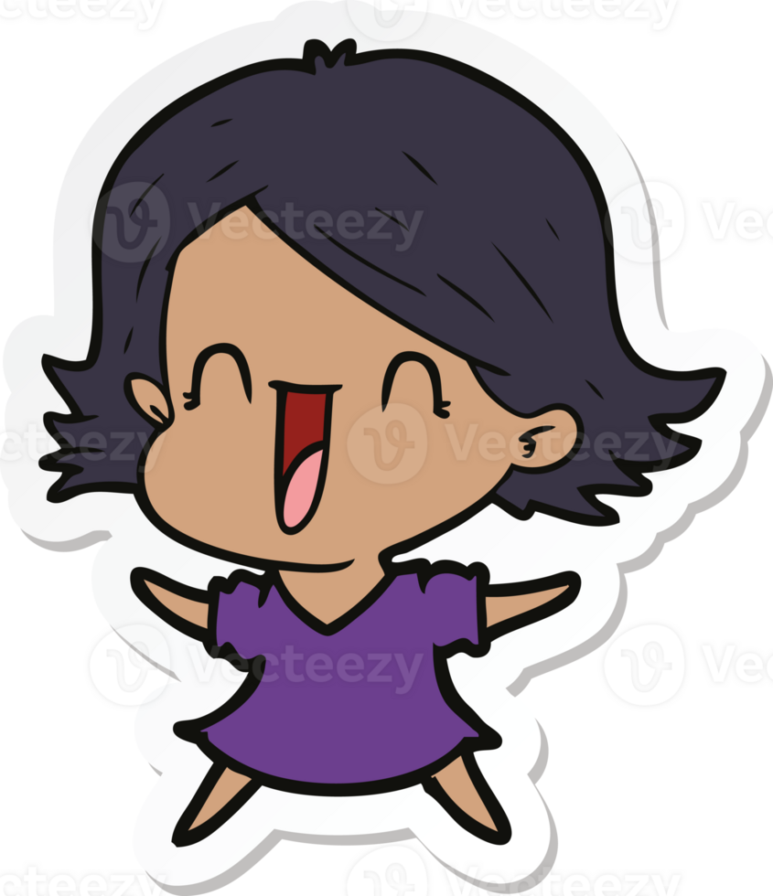 sticker of a cartoon laughing woman png
