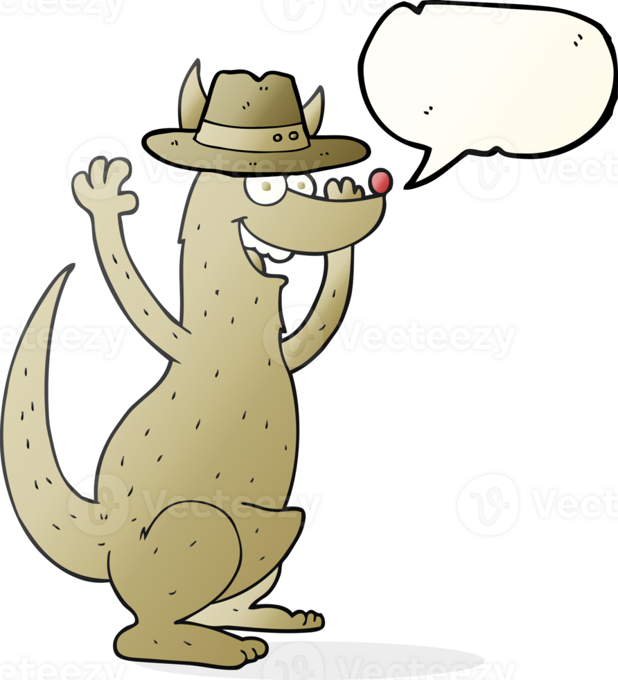 hand drawn speech bubble cartoon kangaroo png
