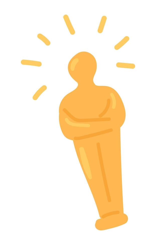 Gold cinema trophy in flat design. Hollywood award cinematography statue. illustration isolated. vector