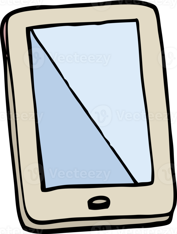 hand drawn doodle style cartoon computer tablet png