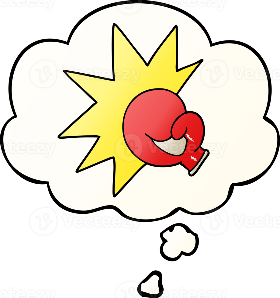 boxing glove cartoon  with thought bubble in smooth gradient style png