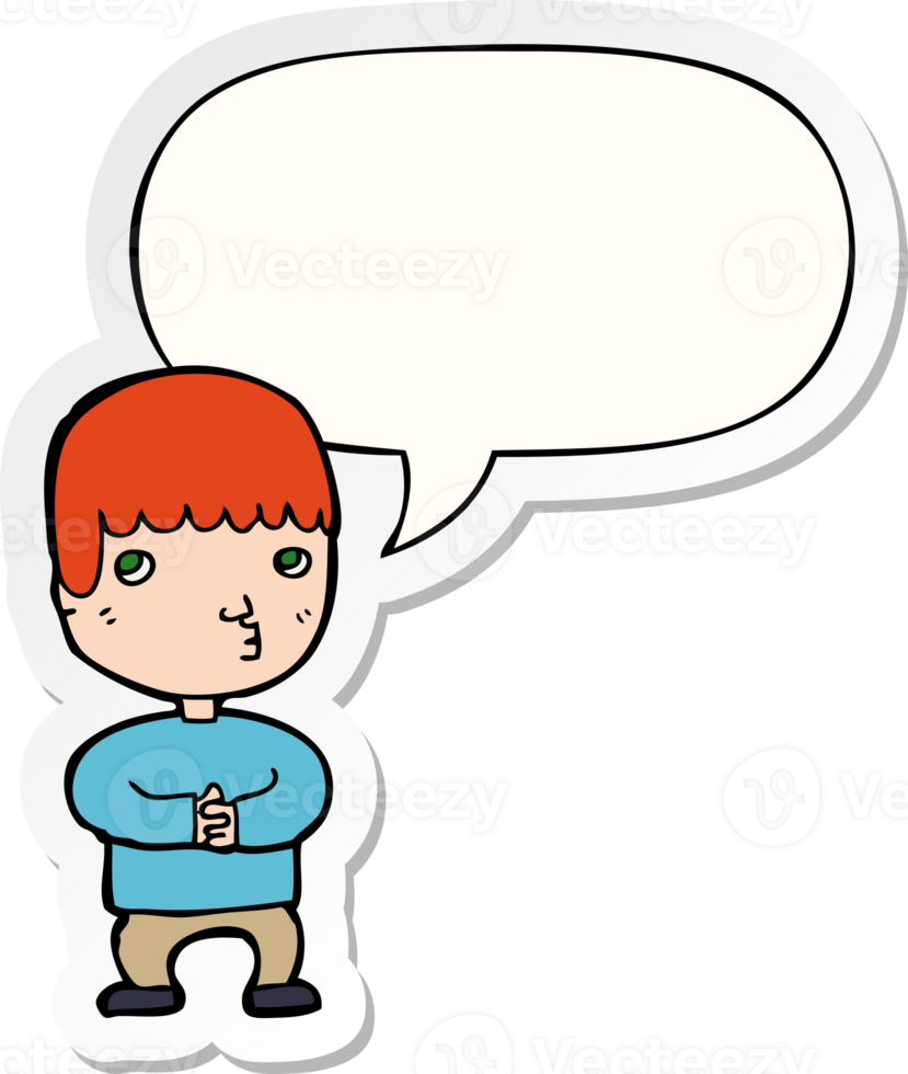 cartoon man thinking with speech bubble sticker png