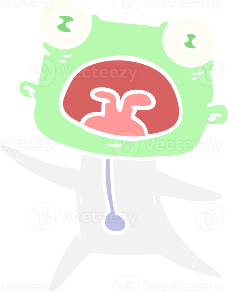 flat color style cartoon weird alien running away png