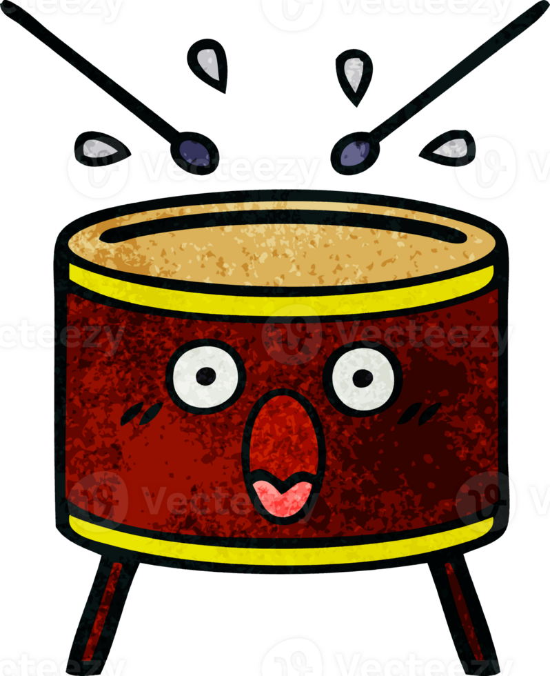 retro grunge texture cartoon of a drum png
