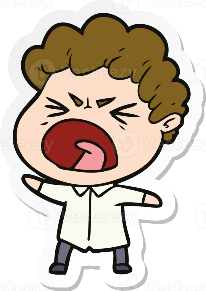 sticker of a cartoon furious man png
