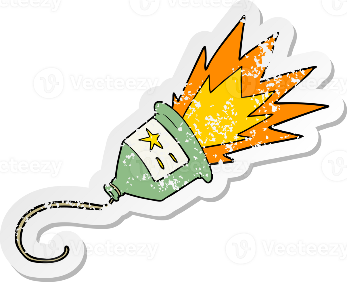distressed sticker of a party popper cartoon png