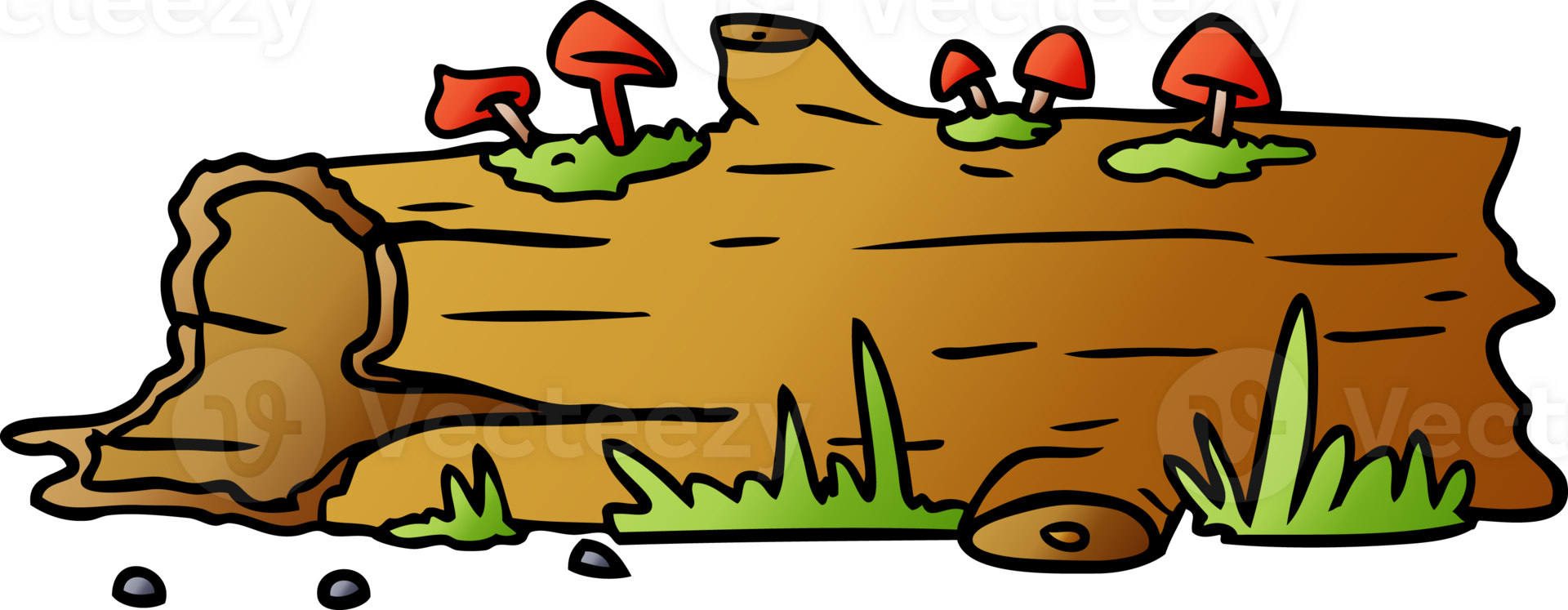 hand drawn gradient cartoon doodle of a tree log png