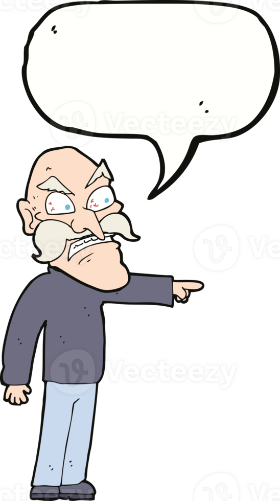 cartoon furious old man with speech bubble png