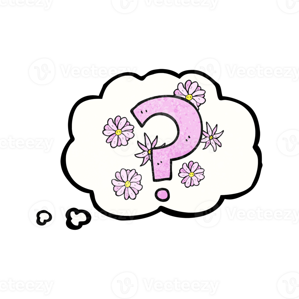 hand drawn thought bubble textured cartoon question mark png