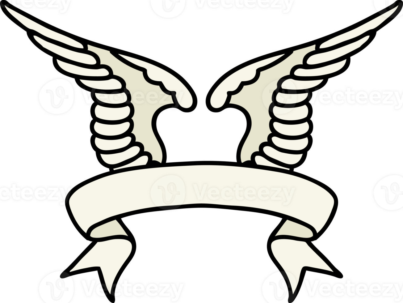 traditional tattoo with banner of a wing png