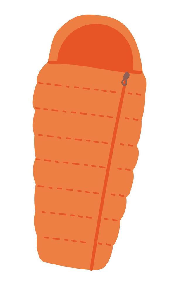 Sleeping bag in flat design. Comfortable camping warm outdoor bedding. illustration isolated. vector