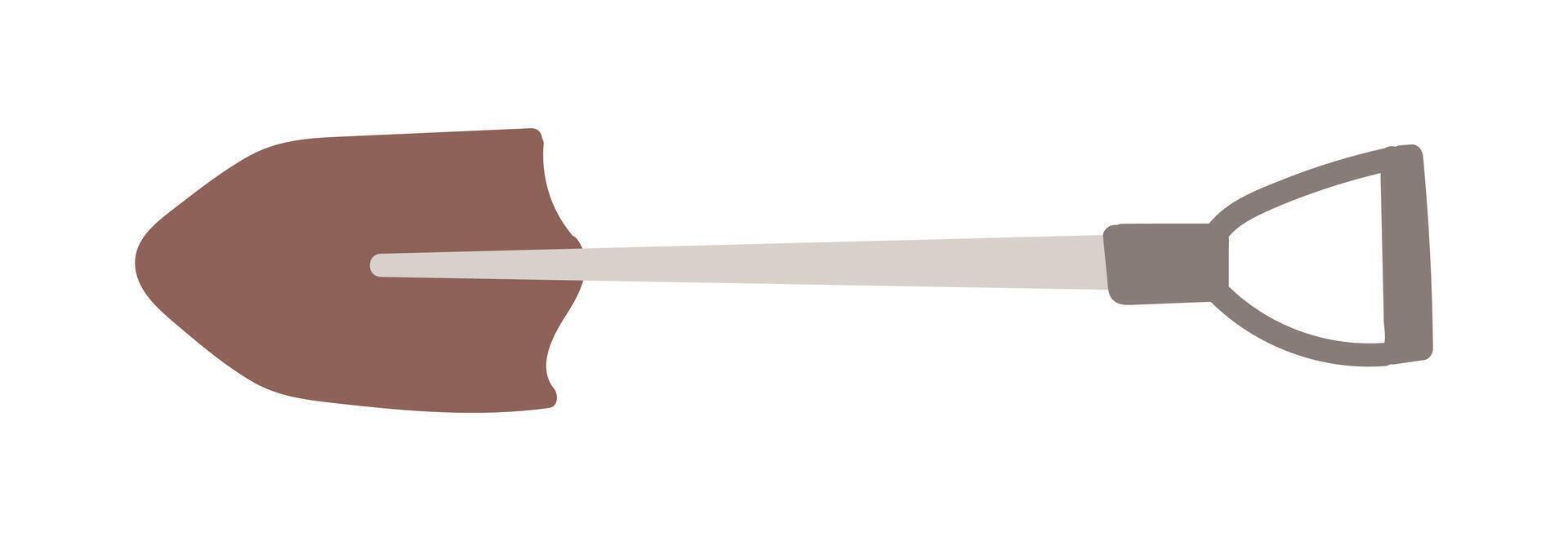 Camping shovel with handle in flat design. Hiking tourist equipment. illustration isolated. vector