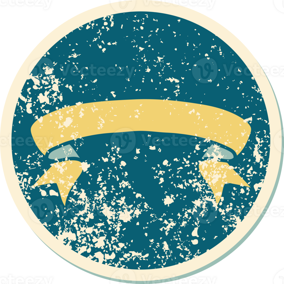 iconic distressed sticker tattoo style image of a banner png