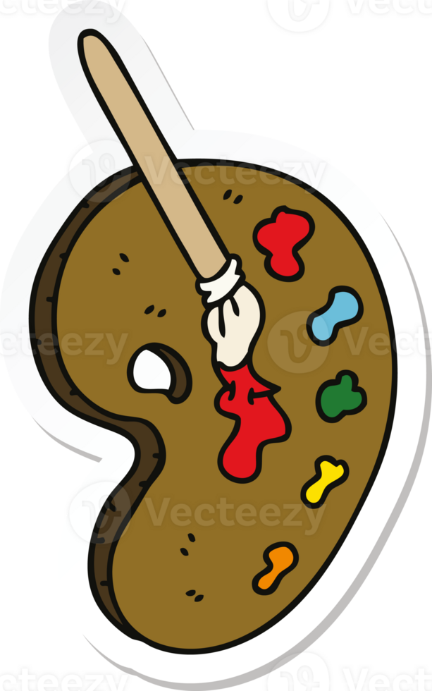 sticker of a quirky hand drawn cartoon art pallette png