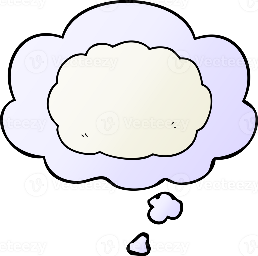 cartoon cloud with thought bubble in smooth gradient style png