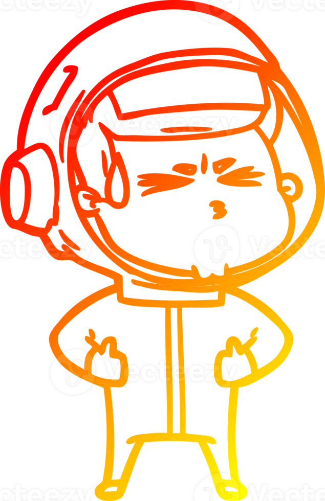 warm gradient line drawing of a cartoon stressed astronaut png