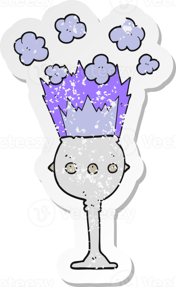 retro distressed sticker of a cartoon magic goblet png