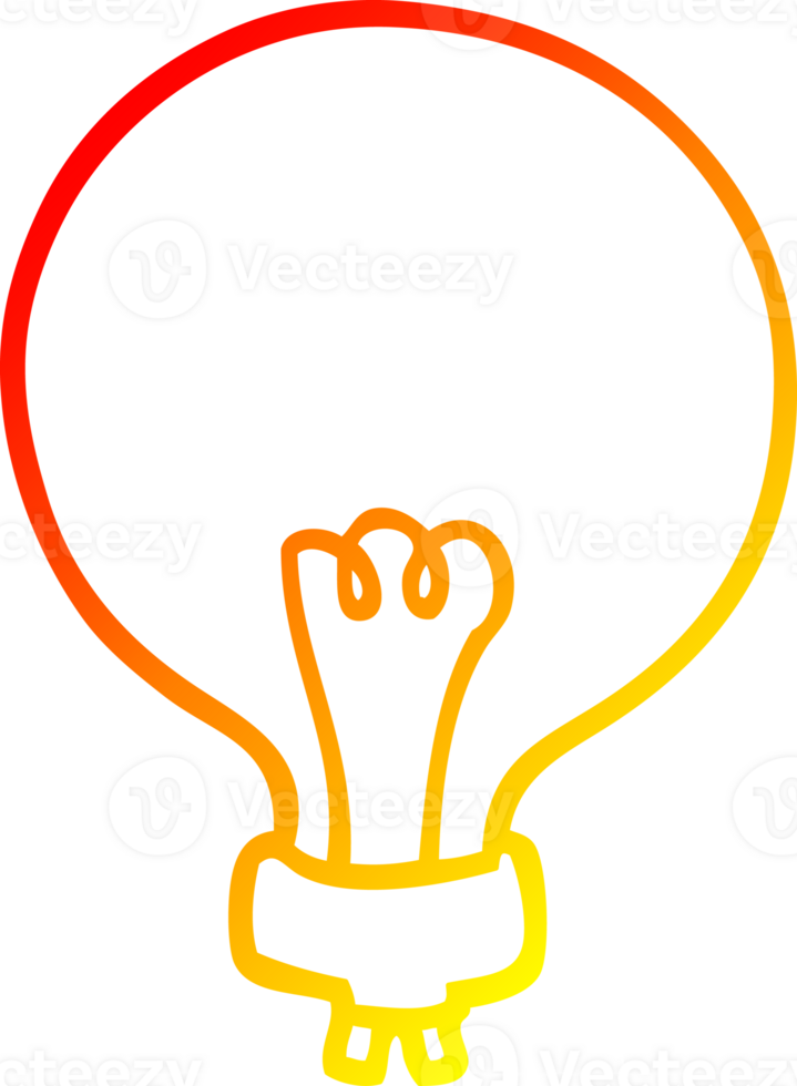 warm gradient line drawing of a cartoon light bulb png
