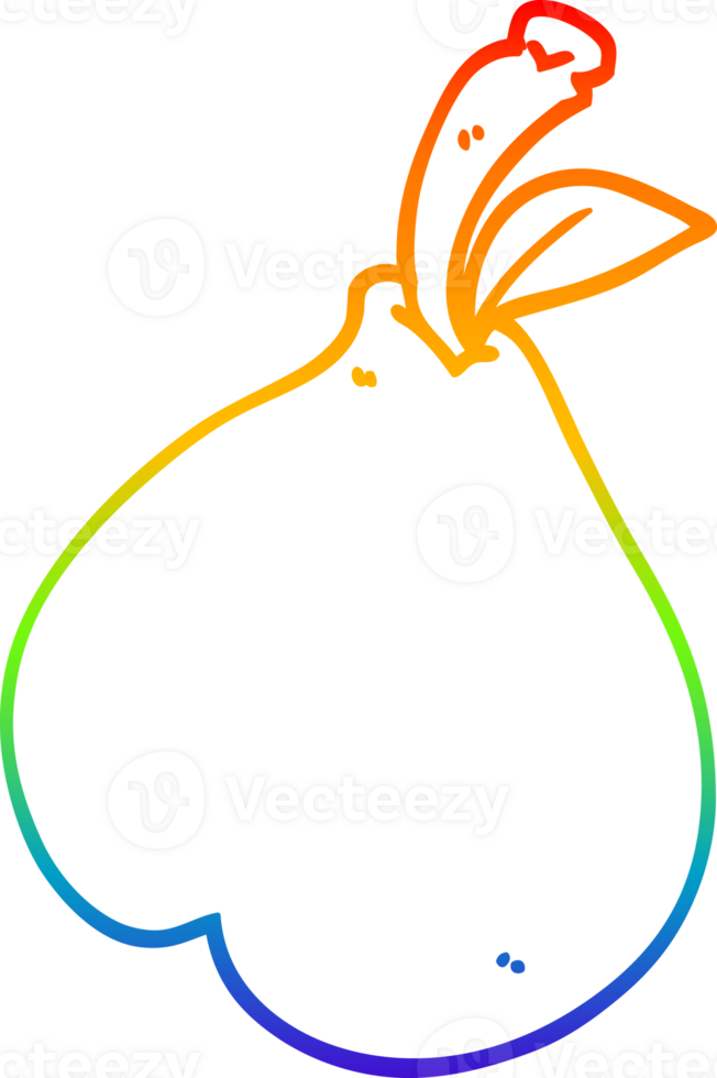rainbow gradient line drawing of a cartoon pear png