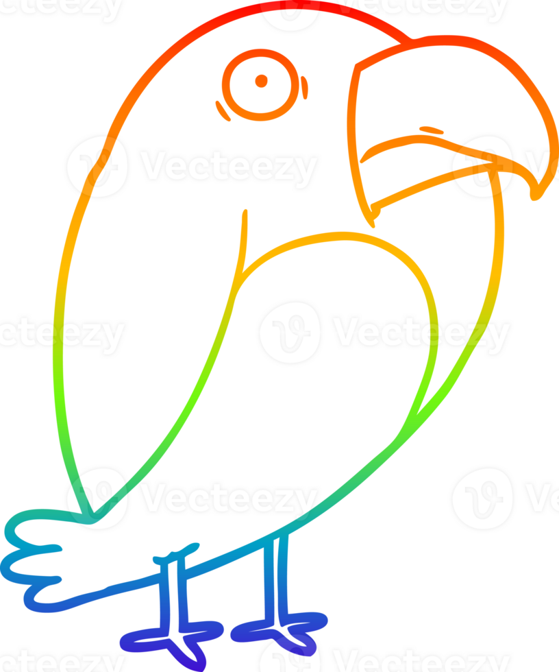 rainbow gradient line drawing of a cartoon crow png