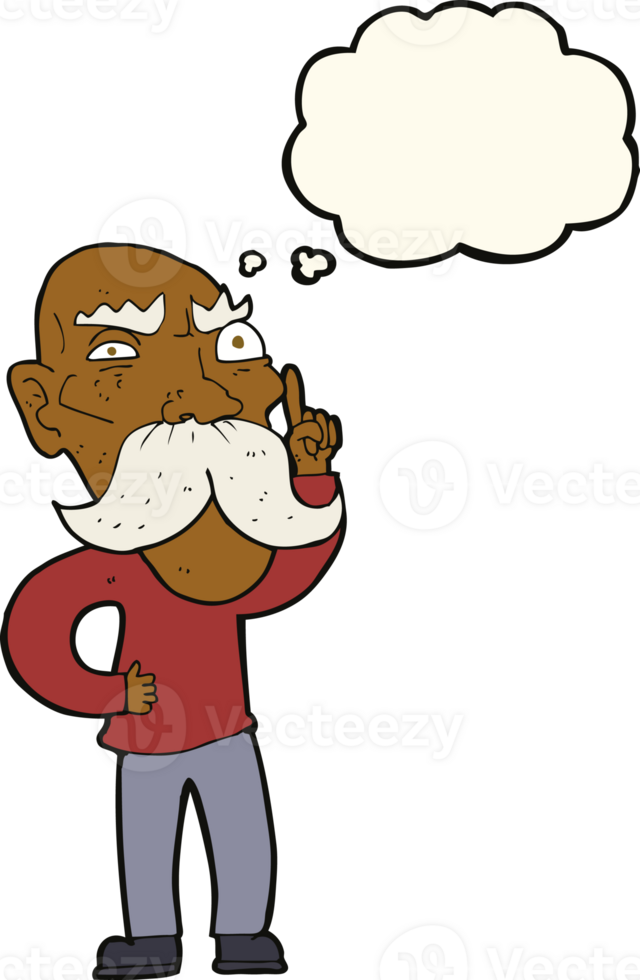 cartoon annoyed old man with thought bubble png