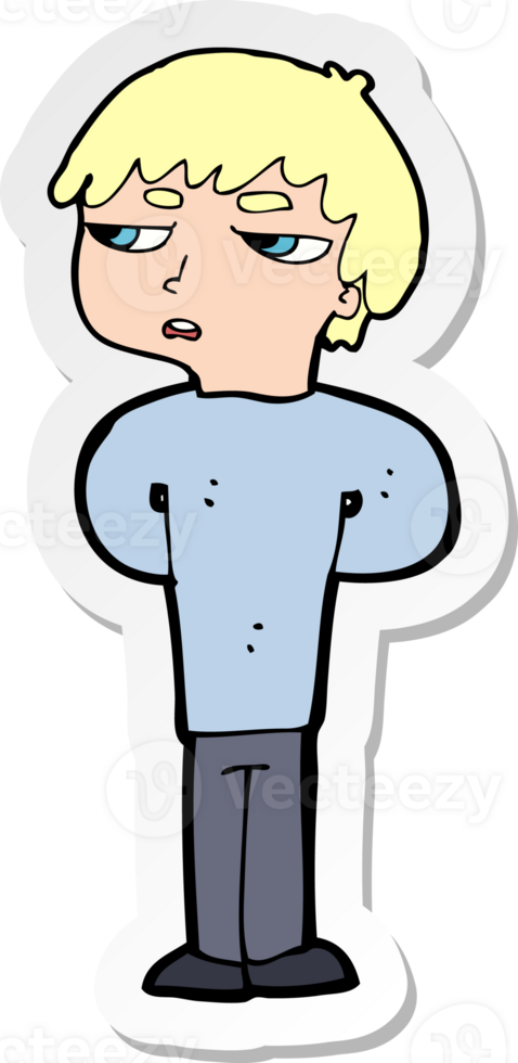 sticker of a cartoon antisocial boy png