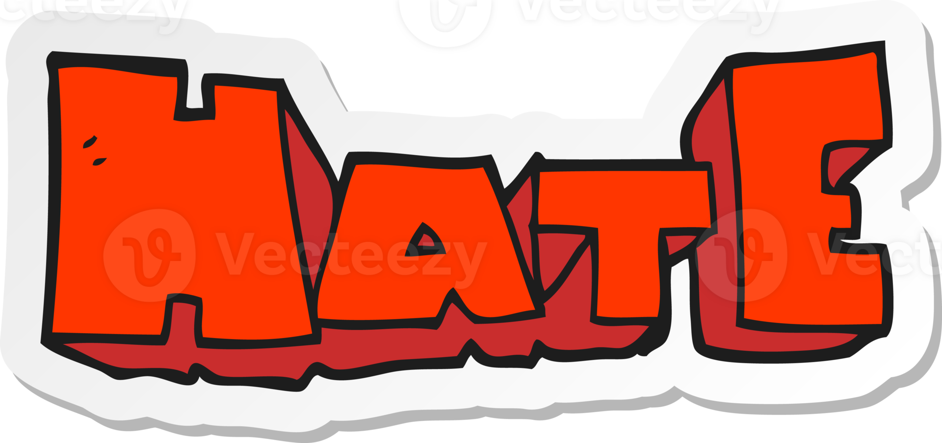 sticker of a cartoon word Hate png