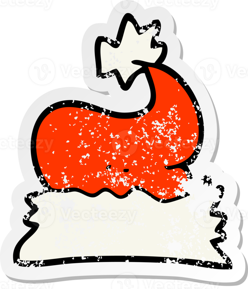 retro distressed sticker of a cartoon christmas hat png