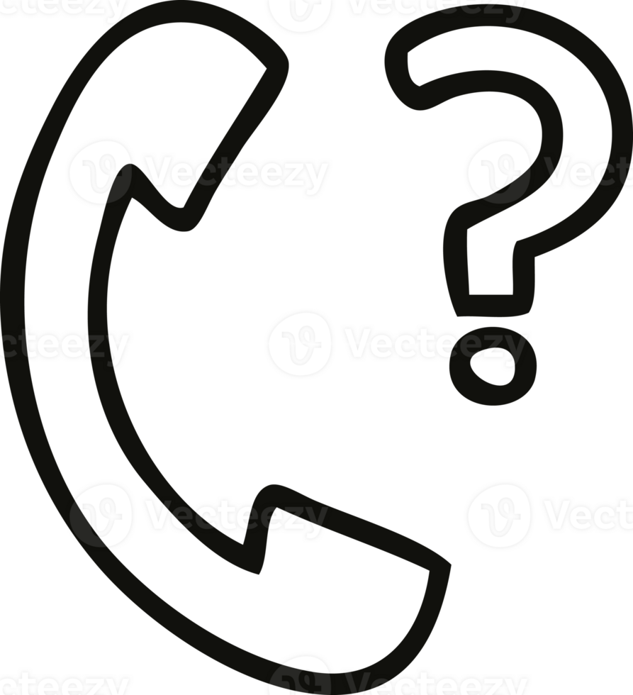line drawing cartoon of a telephone receiver with question mark png