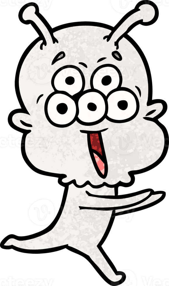 happy cartoon alien running png